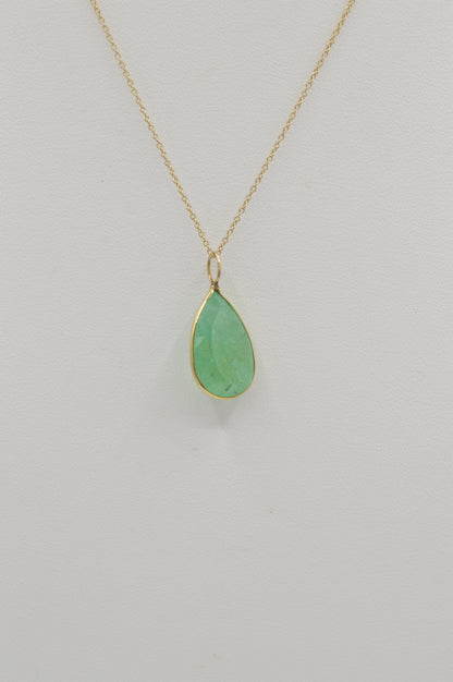 Large Pear-Emerald, 14k