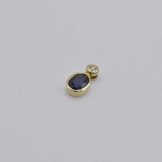 Bezel Sapphire & Diamond Pendant