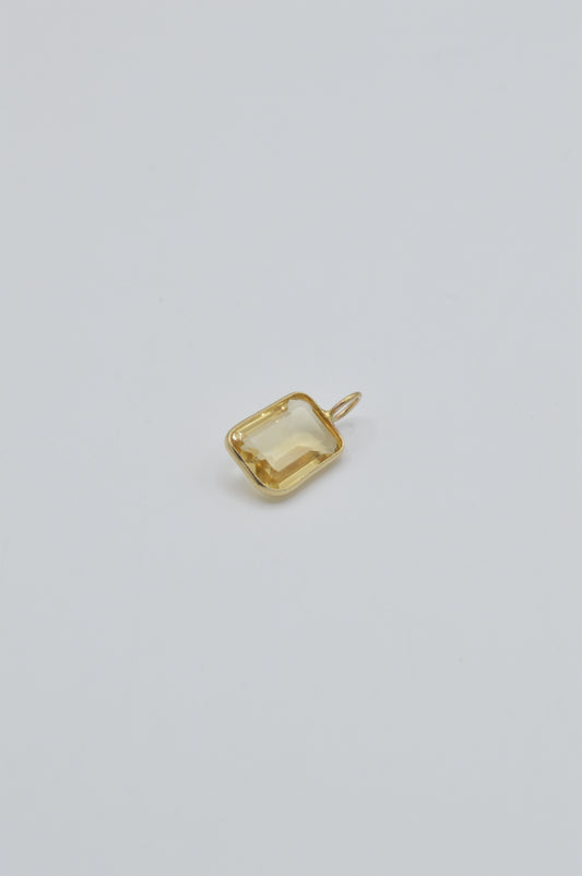 Square Citrine Charm, 14k