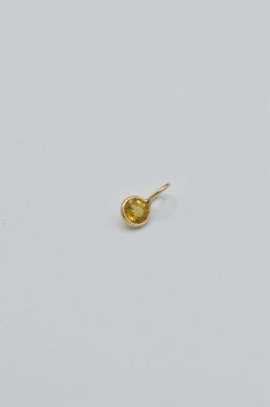 Round Citrine Charm, 14k