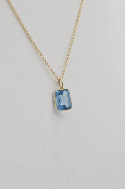 Blue Topaz Square, 14k