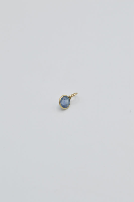 Deep Blue Topaz Charm, 14k