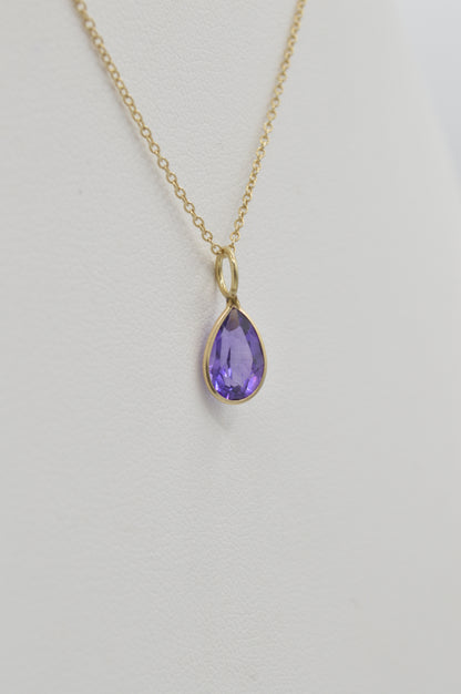 Pear Amethyst Charm, 14k