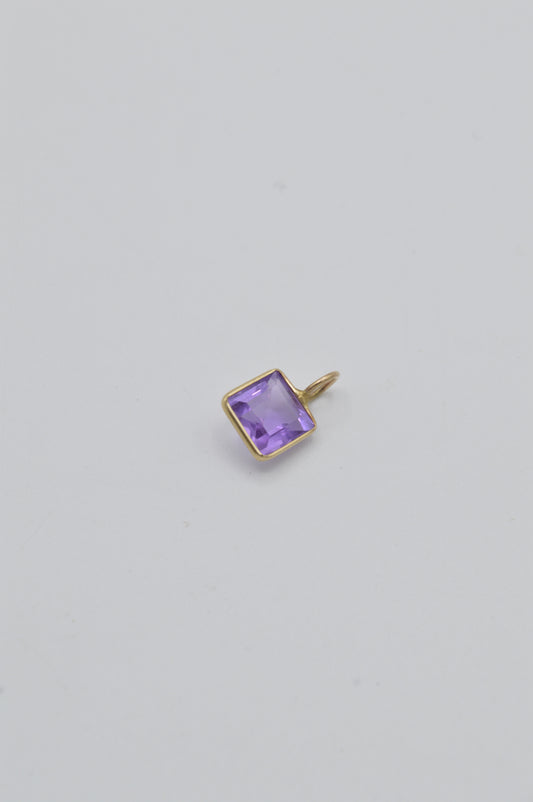 Square Amethyst Charm, 14k