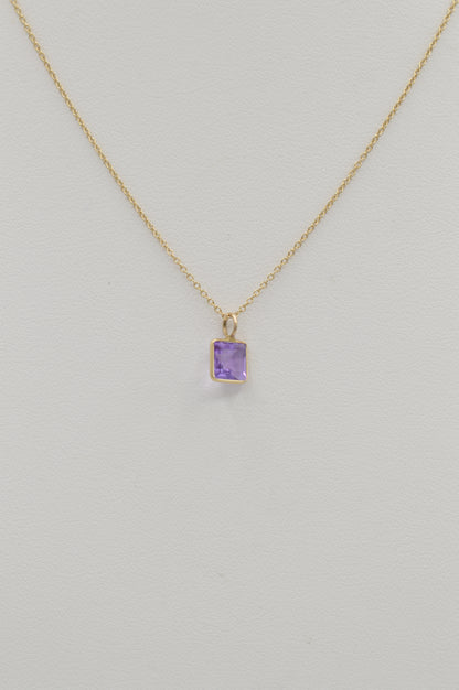 Square Amethyst Charm, 14k