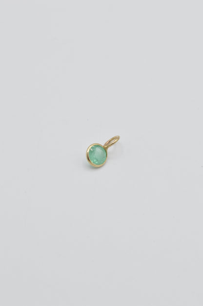 Dainty Round Emerald Charm, 14k