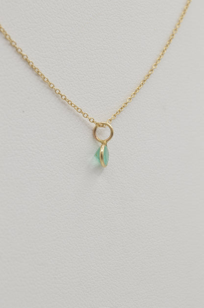 Dainty Round Emerald Charm, 14k