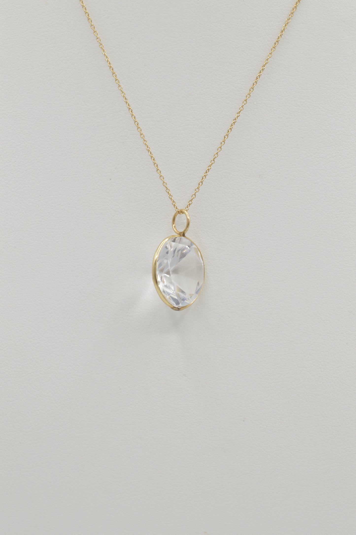 White Topaz Pendant, 14k