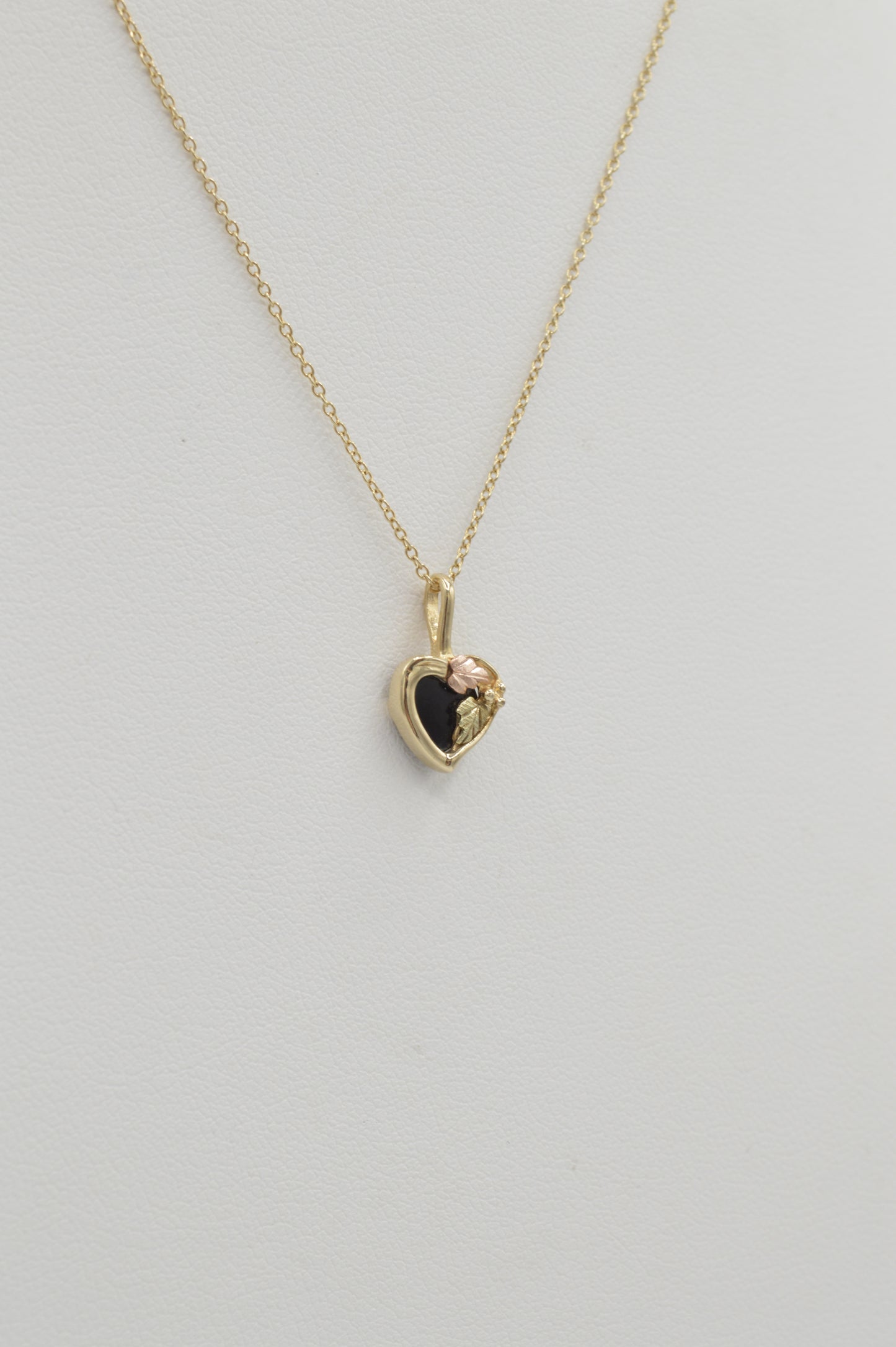 Dainty Onyx Heart Charm, 14k