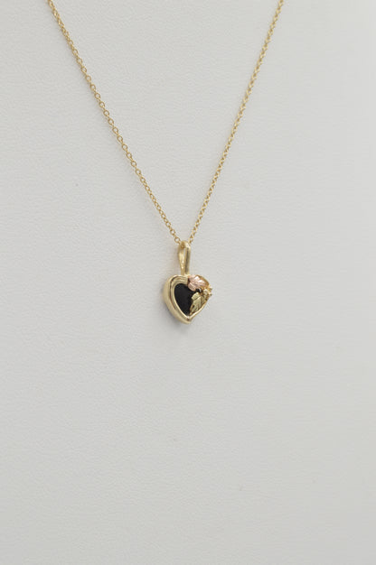 Dainty Onyx Heart Charm, 14k