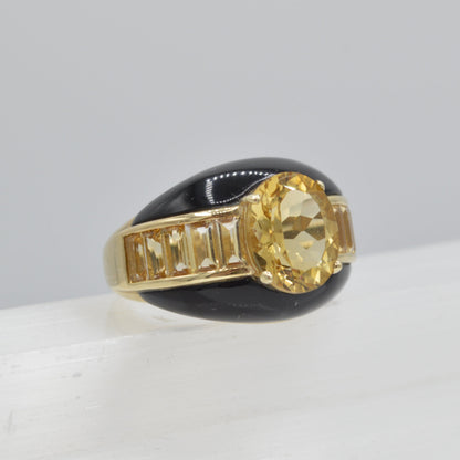 Citrine on Onyx Ring