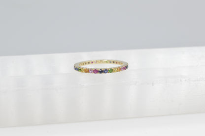 Rainbow Eternity Band, 14k